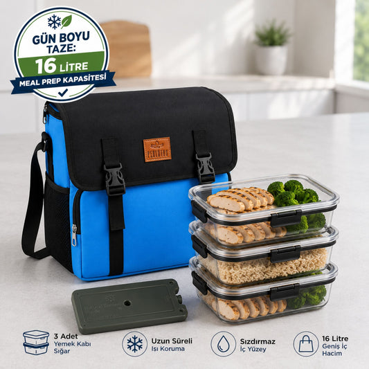 Perlotus 16L Sporcu Yemek Taşıma Çantası Fit Beslenme Seti