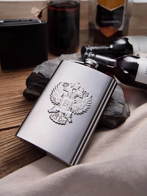 Paslanmaz Çelik 270 ml 9 Oz Matara Kabartmalı Kartal Figürlü Şık İçki Matarası Sızdırmaz, Kompakt, Taşınabilir Kamp İçin Uygun