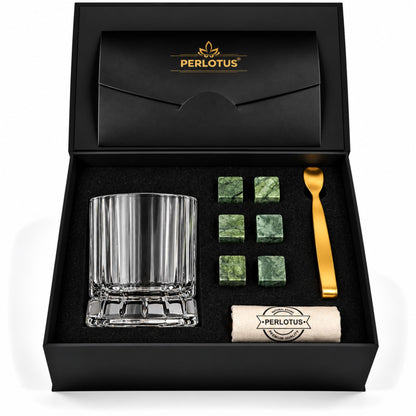 Wayne Kadeh Bardaklı Premium Viski Taşı Seti – Gold Maşa & Kese