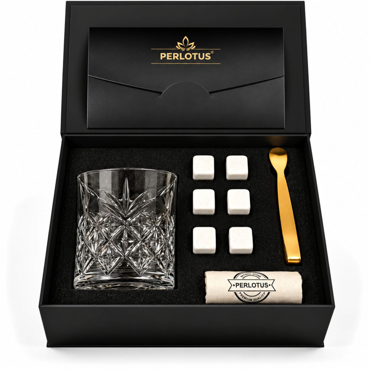 Times Kristal Premium Viski Taşı Seti – Gold Maşa & Kese