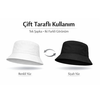 Perlotus Çift Taraflı Bucket Kova Balıkçı Şapka Unisex%100 Pamuklu Siyah İç Astarlı Dörtmevsim Mevsim Kullanım, Geniş Siperli Güneş Koruma