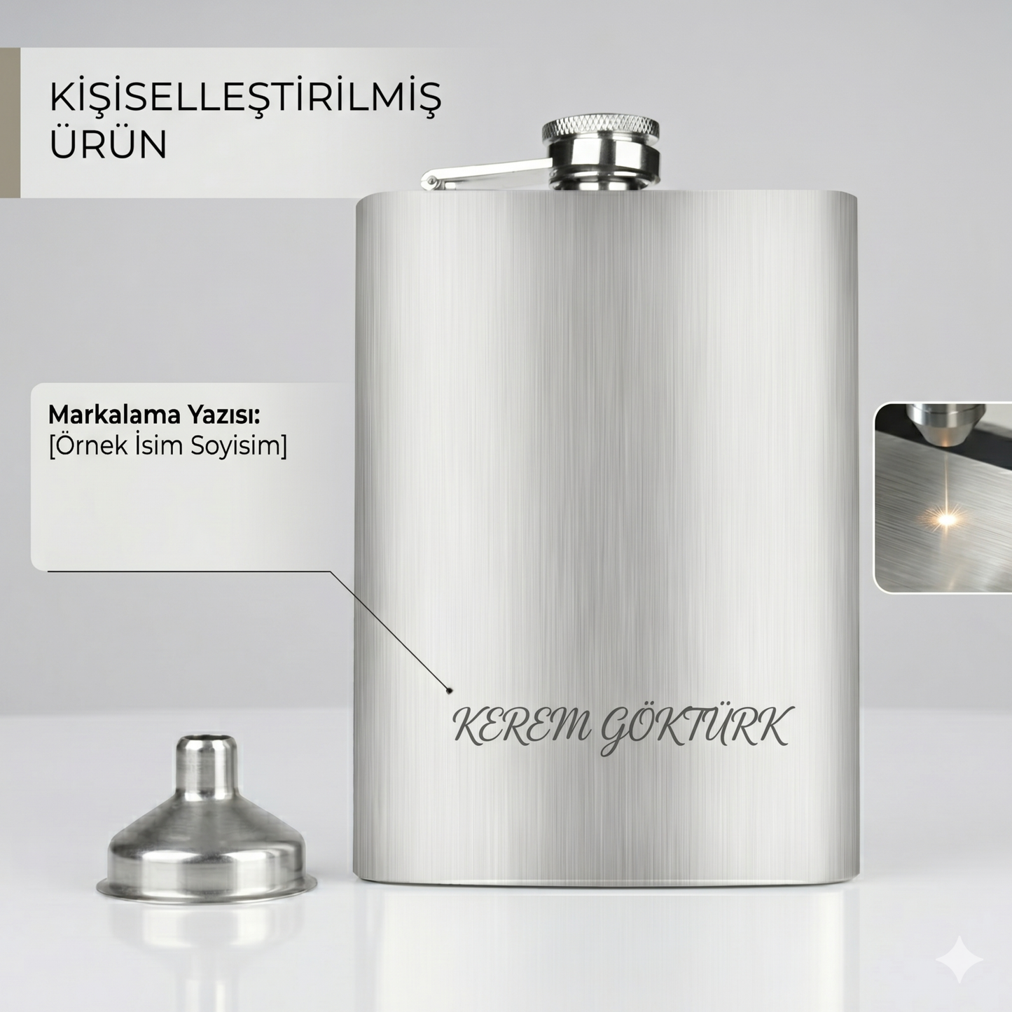 Perlotus 8 Oz 235 Ml Hunili İsimli Cep Viski Matarası