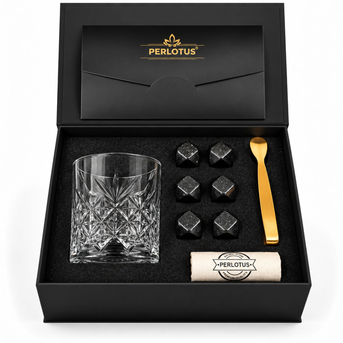 Times Kristal Premium Viski Taşı Seti – Gold Maşa & Kese