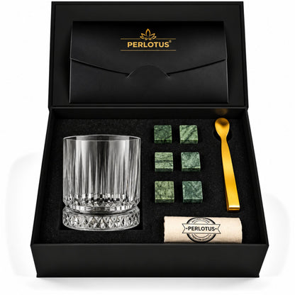 İtaly Elysia Bardaklı Premium Viski Taşı Seti – Gold Maşa & Kese