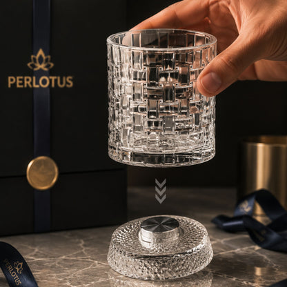 Perlotus 360° Döner Viski Bardağı Hediye Seti 6'lı Granit Viski Taşı, Gold Çelik Maşa, Kese Premium Kutulu Set