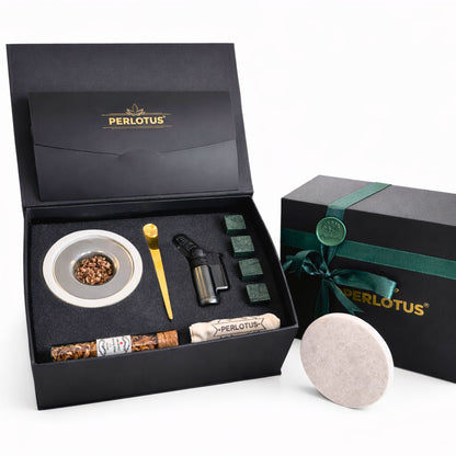 Perlotus Mermer Viski Tütsüleme Aparatı Premium Hediye Kutulu Çakmak, Soğutma Taşları Talaş Seti