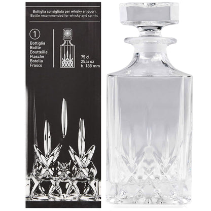 RCR Opera Luxion Kristal Viski Karafı 750 ml – Kapaklı İtalyan Tasarım Dekanter Şişe