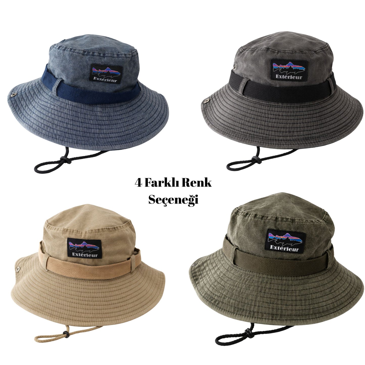Perlotus Outdoor Safari Şapka – Erkek Kadın Pamuklu Boonie Şapka, Geniş Siperli, Nefes Alan, Ayarlanabilir İpli (Kamp, Balıkçılık, Yürüyüş, Seyahat)