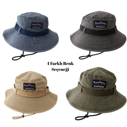 Perlotus Outdoor Safari Şapka – Erkek Kadın Pamuklu Boonie Şapka, Geniş Siperli, Nefes Alan, Ayarlanabilir İpli (Kamp, Balıkçılık, Yürüyüş, Seyahat)