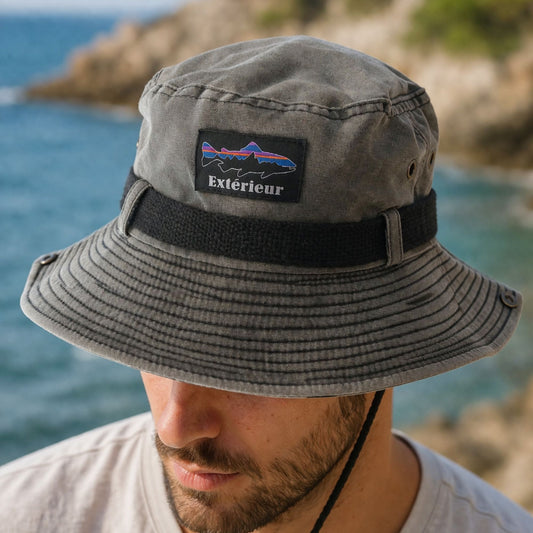 Perlotus Outdoor Safari Şapka – Erkek Kadın Pamuklu Boonie Şapka, Geniş Siperli, Nefes Alan, Ayarlanabilir İpli (Kamp, Balıkçılık, Yürüyüş, Seyahat)