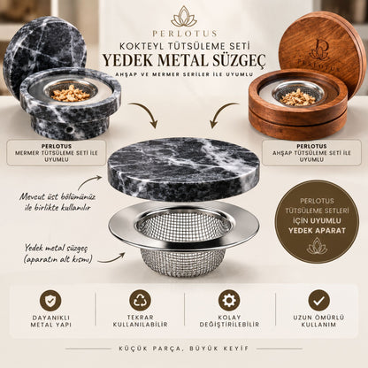 Perlotus Markalı Kokteyl Viski Tütsüleme Aparatlarına Uyumlu Yedek Metal Süzgeç Tütsü Filtresi