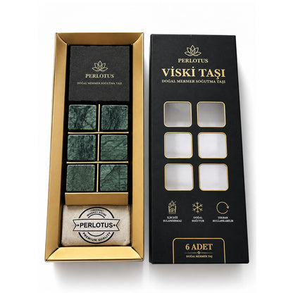 Perlotus 6’lı Mermer Viski İçki Soğutma Taşı