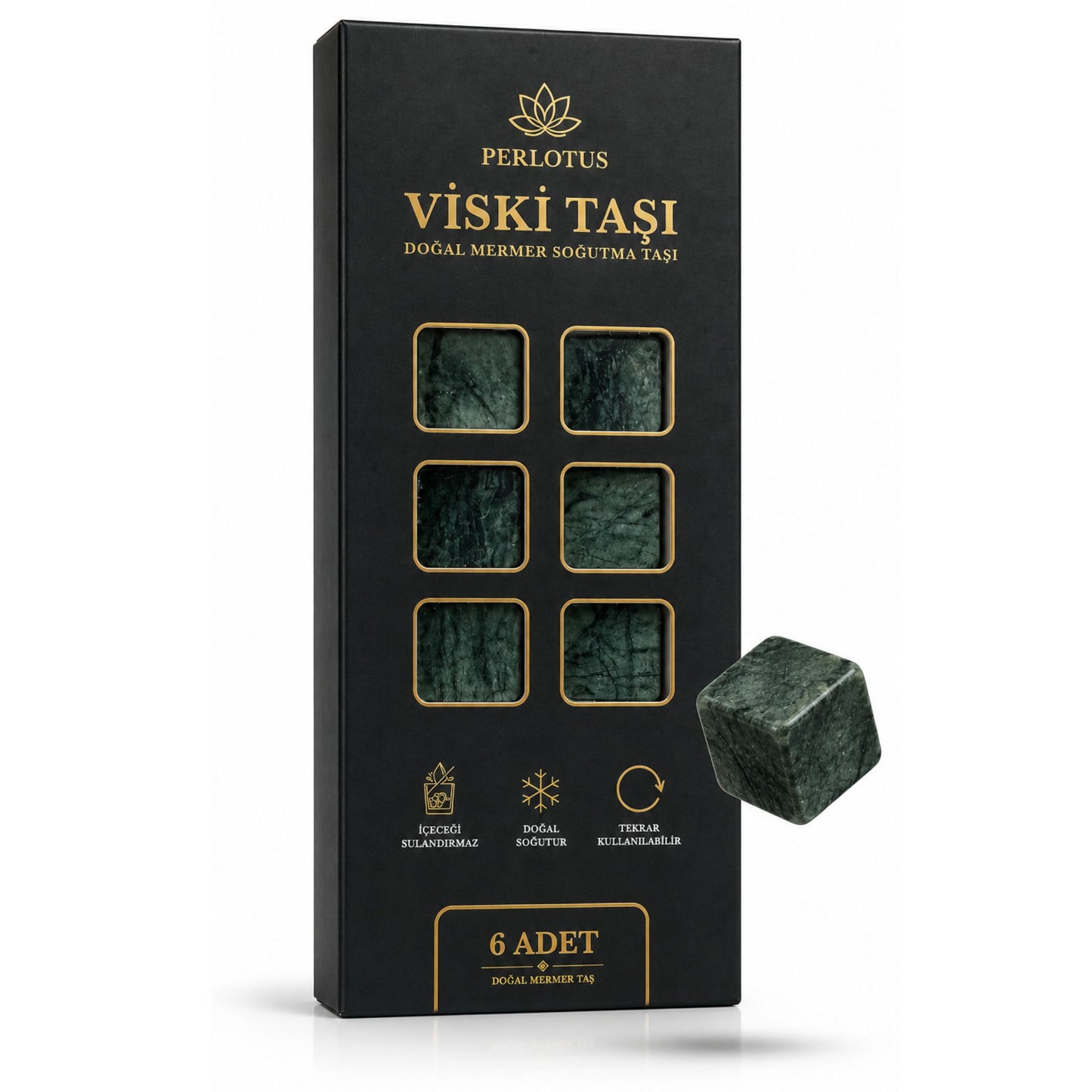 Perlotus 6’lı Mermer Viski İçki Soğutma Taşı