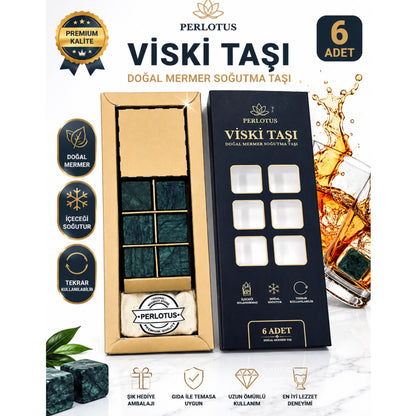 Perlotus 6’lı Mermer Viski İçki Soğutma Taşı